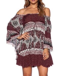 Free People Heart of Gold Dress Butterfly Kimono Sleeve Dress Scarlet Size S